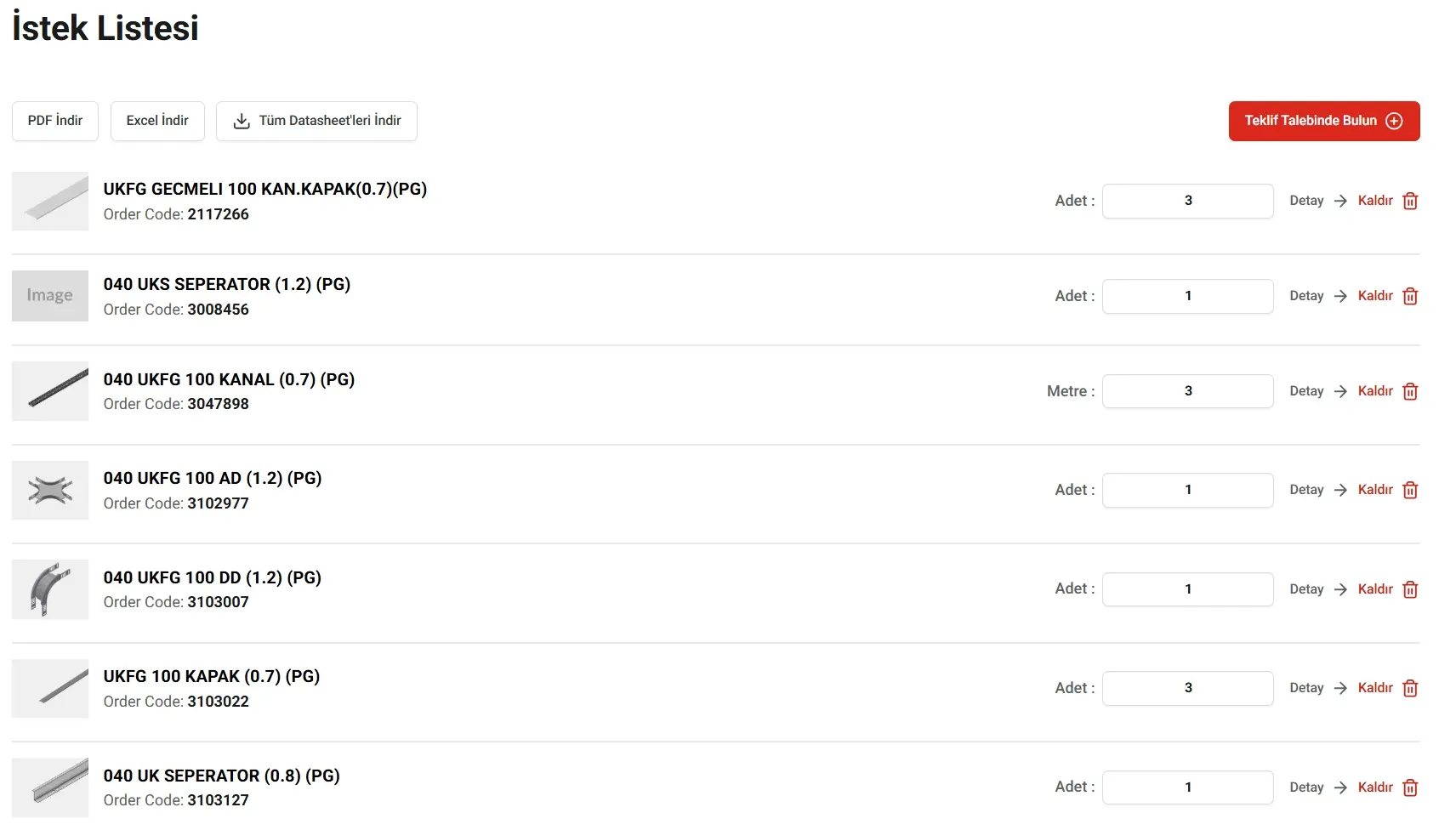 İstek Listesi ve Data Sheet
